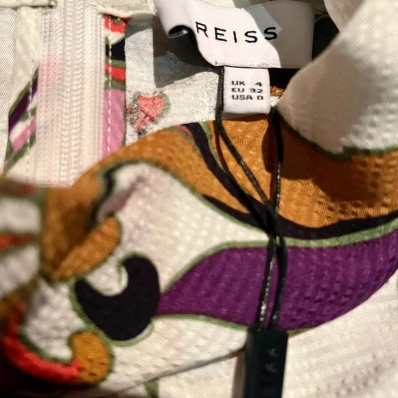 Reiss Cream Annie Retro Print Top NWT - Picture 5 of 6